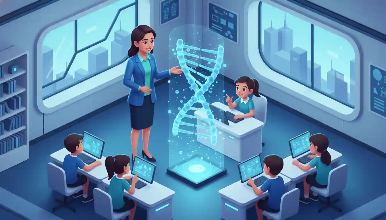 Professor utilizando Holograma Educacional