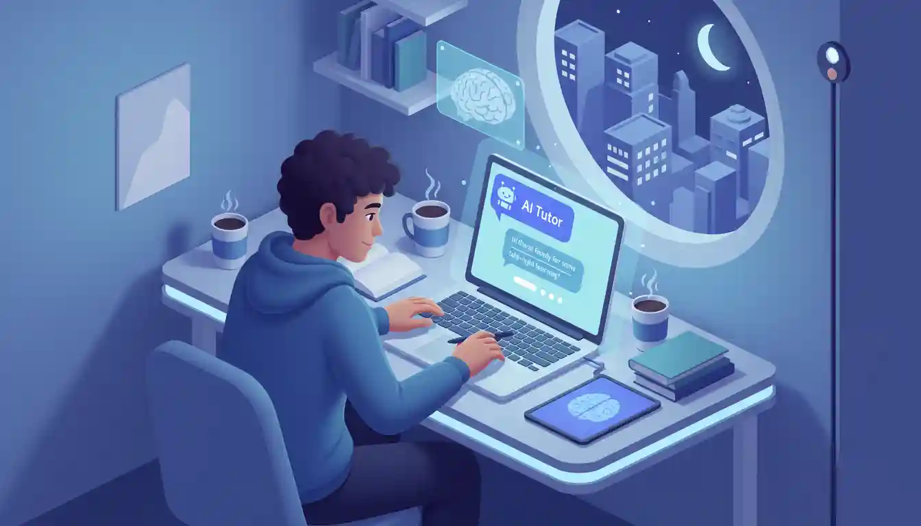 Estudante Focado com Tutor AI